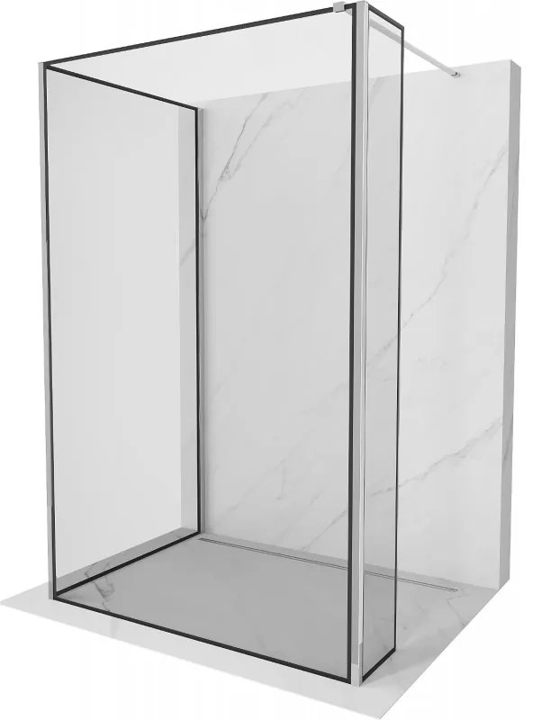 Mexen Kioto sprchová stena Walk-in 140 x 120 x 30 cm, čierny vzor, chróm - 800-140-120-221-01-70-030