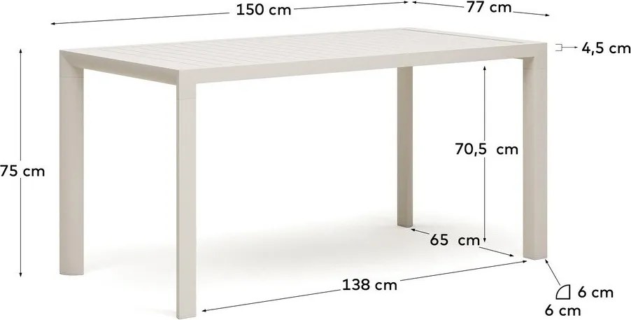 Hliníkový záhradný jedálenský stôl 77x150 cm Culip – Kave Home