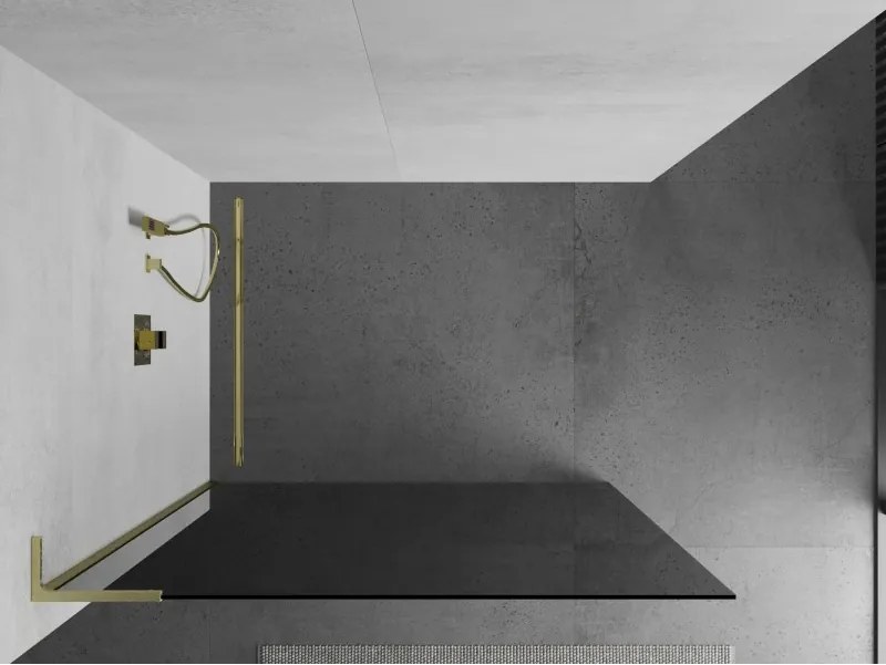 Mexen Kioto L, sprchová zástena Walk-In 70 x 200 cm, 8mm šedé sklo, zlatý matný profil, 800-070-103-55-40