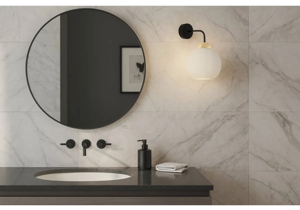 Nástenné svietidlo Costa, 1x biele sklenené tienidlo, b/g