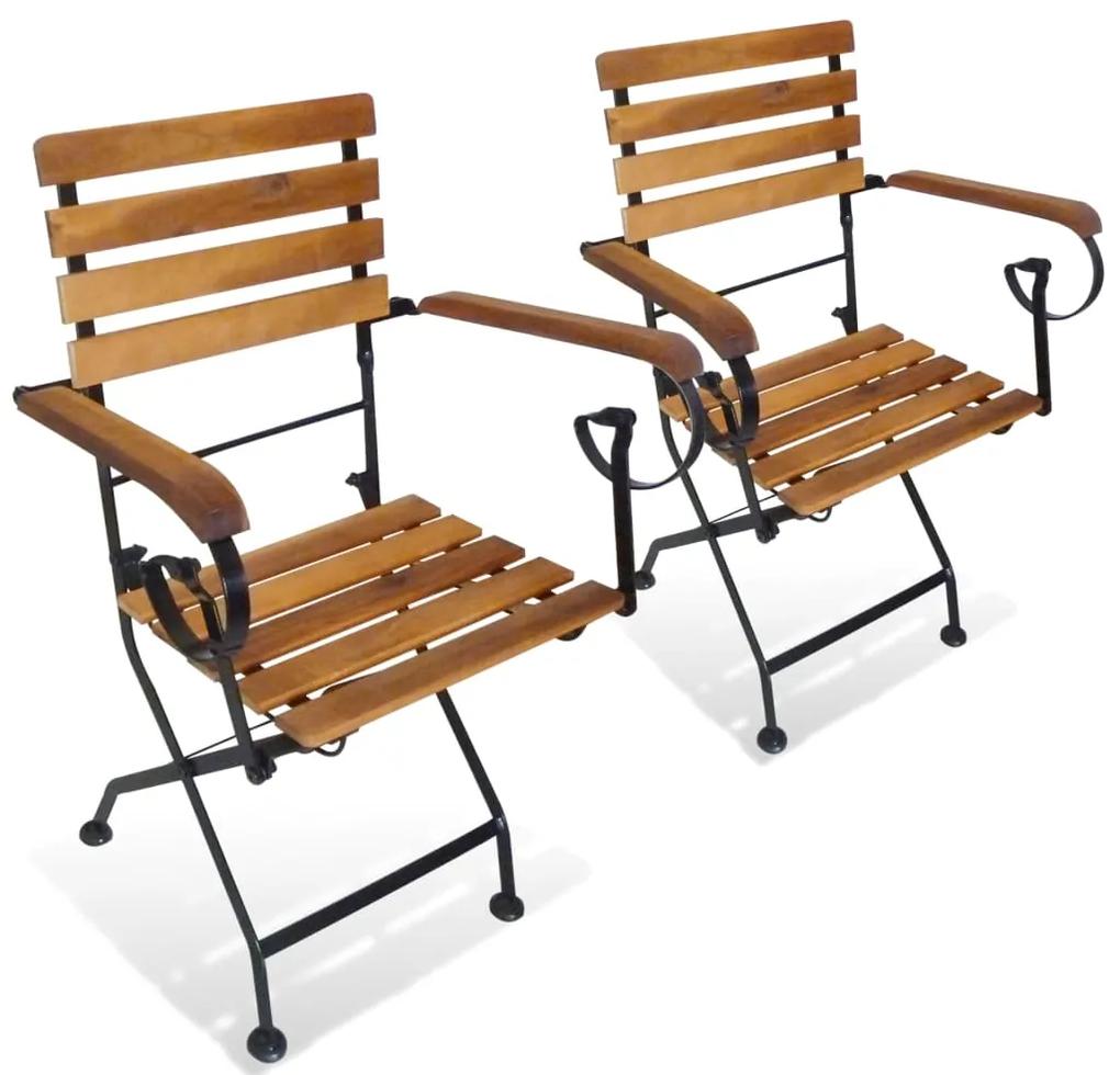 Skladacie záhradné stoličky 2 ks, oceľ a akáciový masív