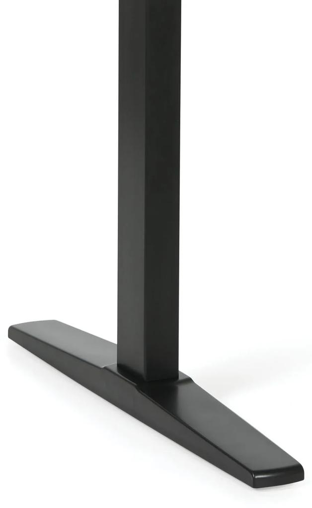 Výškovo nastaviteľný stôl, elektrický, 675-1325 mm, ergonomický ľavý, doska 1600x1200 mm, čierna podnož, orech