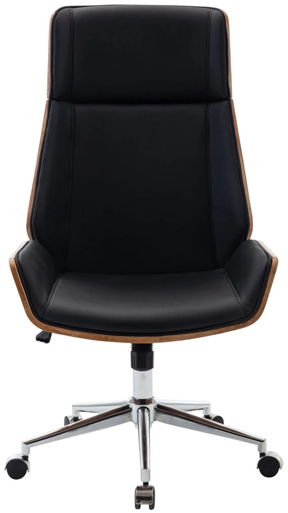 Design-Shop Kancelárska stolička Breda - koženka, drevo orech - Čierna
