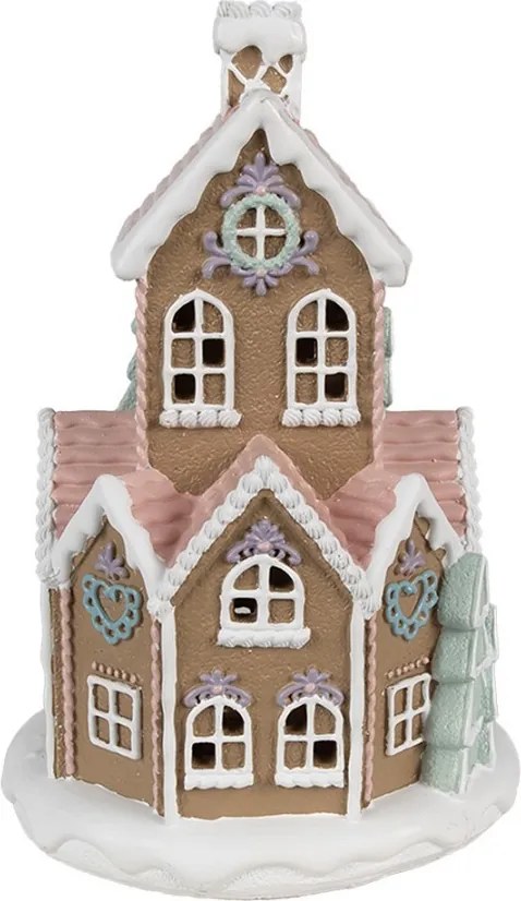 Hnedá svietiaca perníková chalúpka Gingerbread House - Ø 14*22 cm / 3*AAA