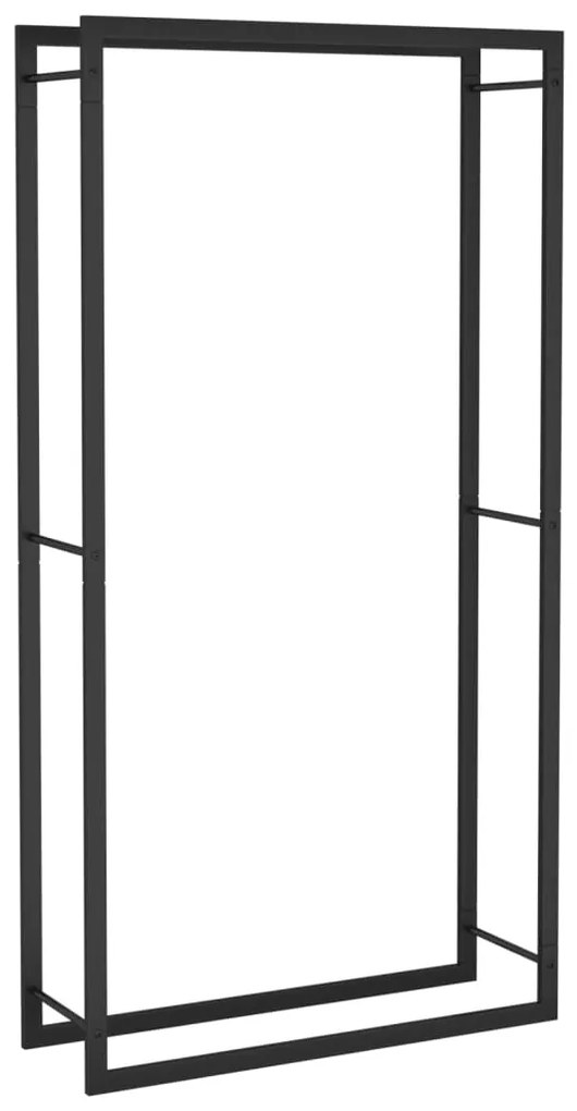 Stojan na krbové drevo matný čierny 80x28x154 cm oceľ