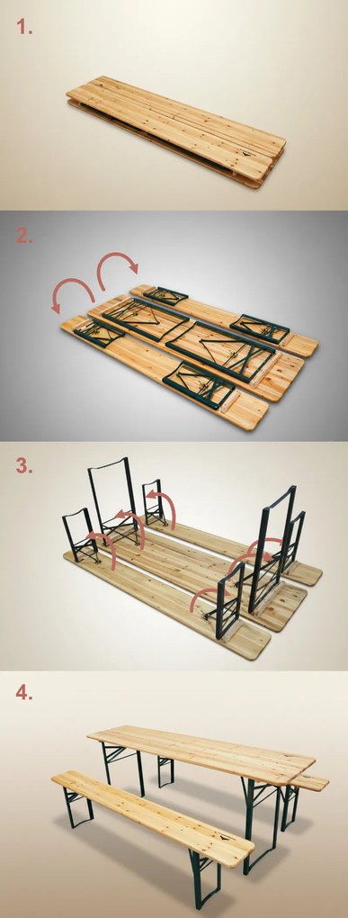 Drevený pivný set - 200cm, 50cm