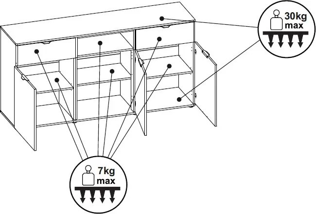 Široká komoda Avola, 180 cm, béžová kašmír/dub cremona