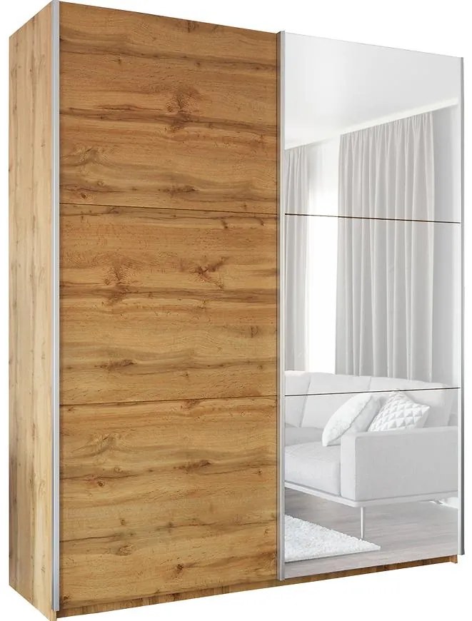 Skriňa Rodos 200 dub wotan/zrkadlo