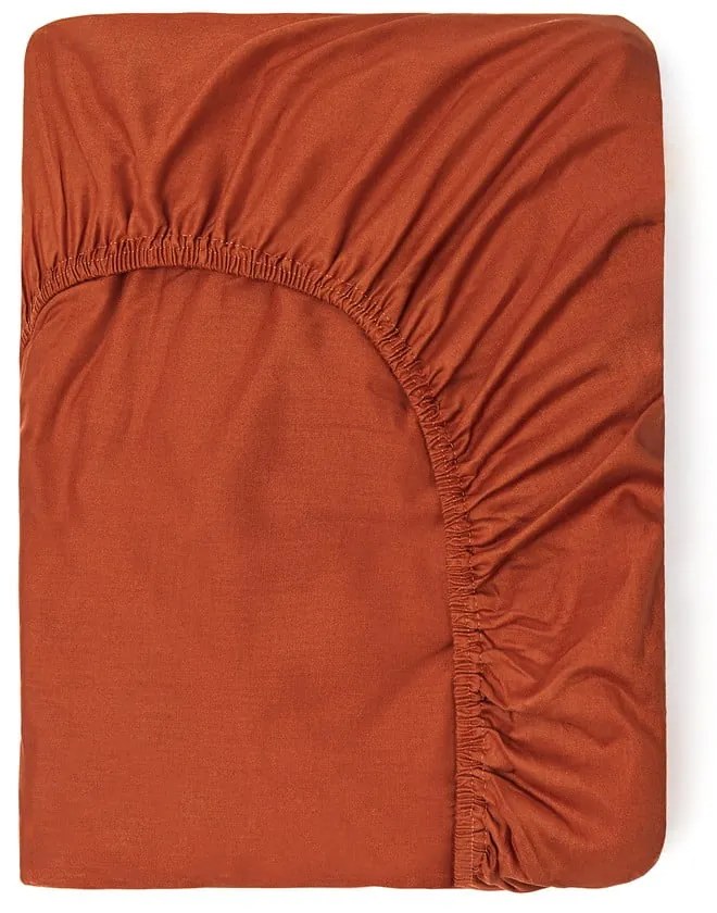 Tmavá oranžová bavlnená elastická plachta Good Morning, 180 x 200 cm