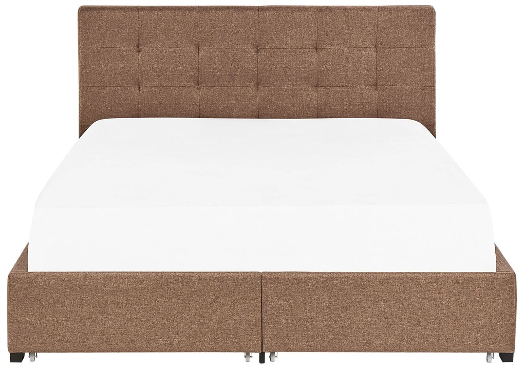 Čalúnená posteľ s úložným priestorom 180 x 200 cm hnedá LA ROCHELLE Beliani