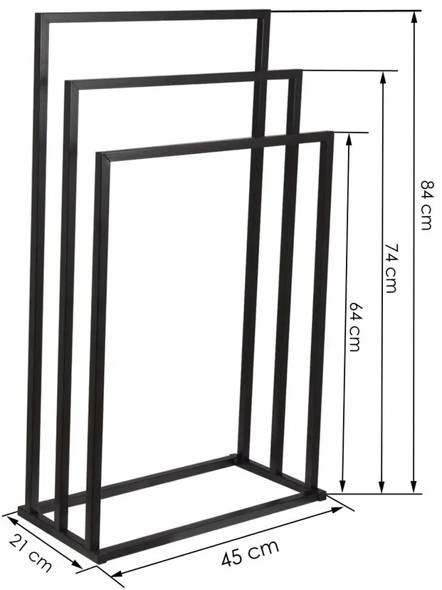 Stojan na uteráky - 3 ramenný - čierny