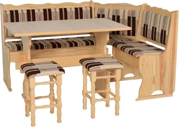 Rohový jedálenský komplet N2, prírodná / hnedooranžová