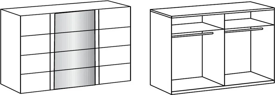 Šatníková skriňa Bern, šírka 225 cm/výška 208 cm, biela
