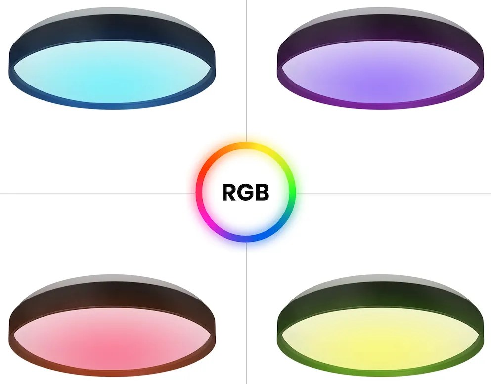 Stropné LED svietidlo Ringo, 1x LED 36w, 3000-6000k, b, RGB, s ovládačom