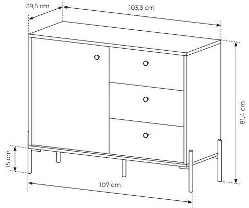 Komoda Scandia D3S (dub scandi + jedlička scandi). Akcia -20%. Vlastná spoľahlivá doprava až k Vám domov. 1071388