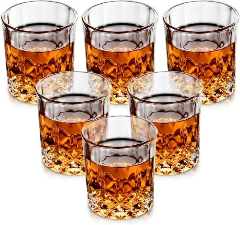 Sada šiestich sklenených pohárov Whiskey