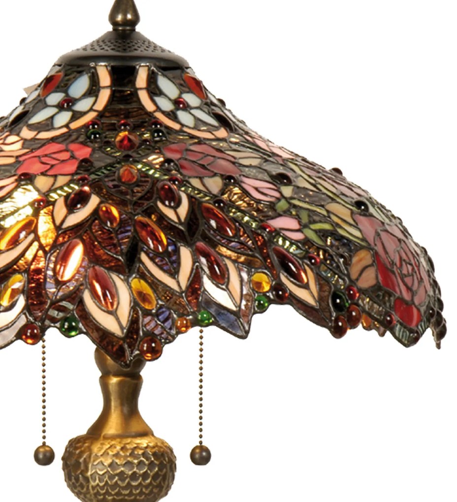 Luxusná lampa Tiffany stolová PÁV metal base Ø43*58