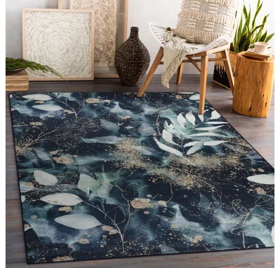 Dywany Łuszczów, Kusový koberec ANDRE Leaves 1336, 120x170, modrá, chodba / predsieň