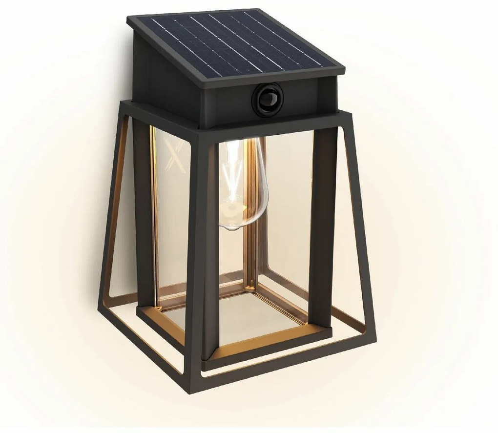 Solárne LED svietidlo Philips Lysin UltraEfficientso senzorom čierne, 3,2 W, 500 lm, 2700 K
