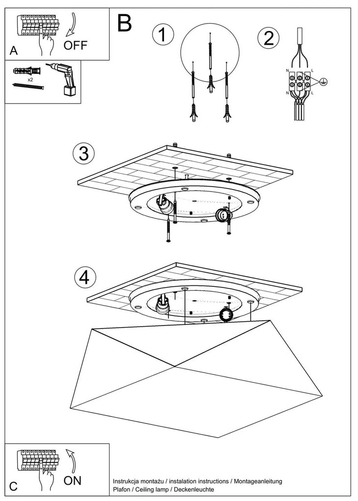 Stropné svietidlo HEXA 35 strieborné