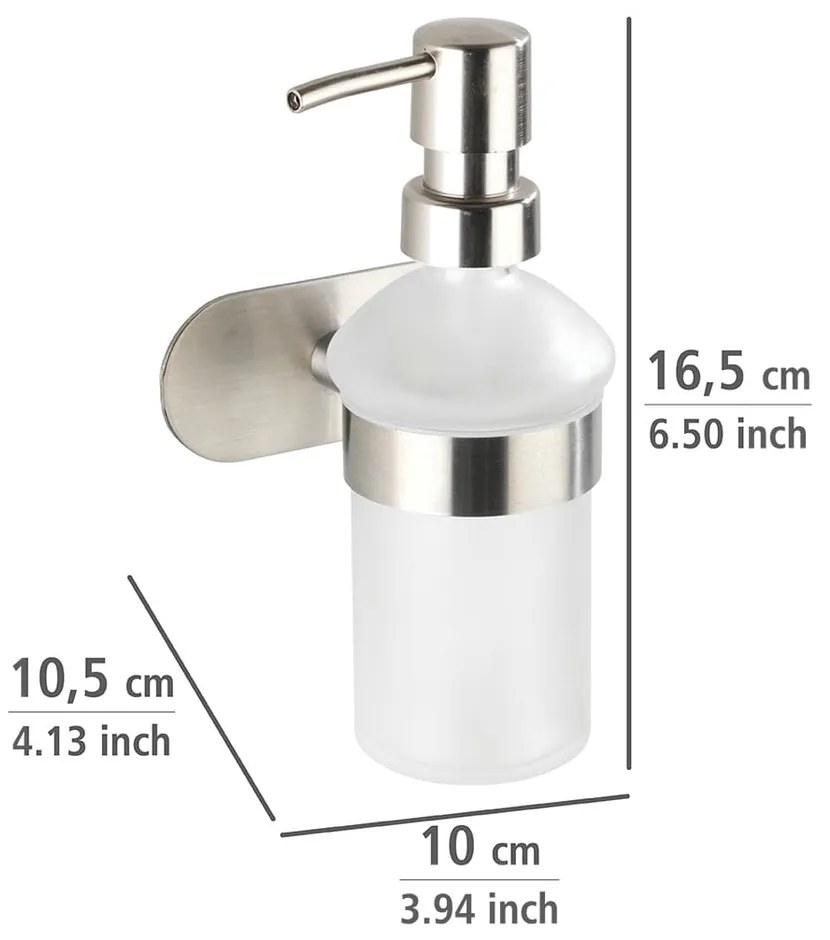 Samodržiaci sklenený dávkovač mydla v matne striebornej farbe 200 ml Orea – Wenko