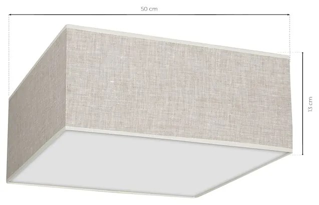 Stropné svietidlo Lino Square, 1x ľanové tienidlo, (biele plexisklo), (50cm)