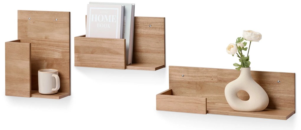 Súprava 3 regálov z masívneho dreva