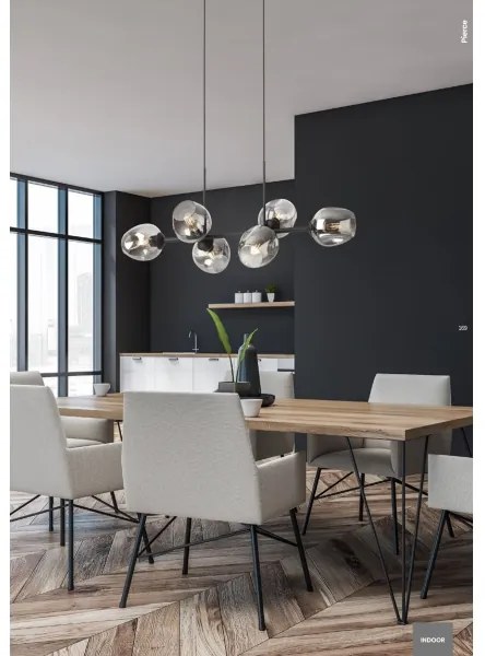 Redo 01-2620 - Luster na lanku PIERCE 6xE27/42W/230V čierna/dymová