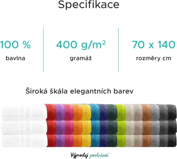 Osuška CLASSIC COLOR 70 x 140 cm zelená, 100% bavlna