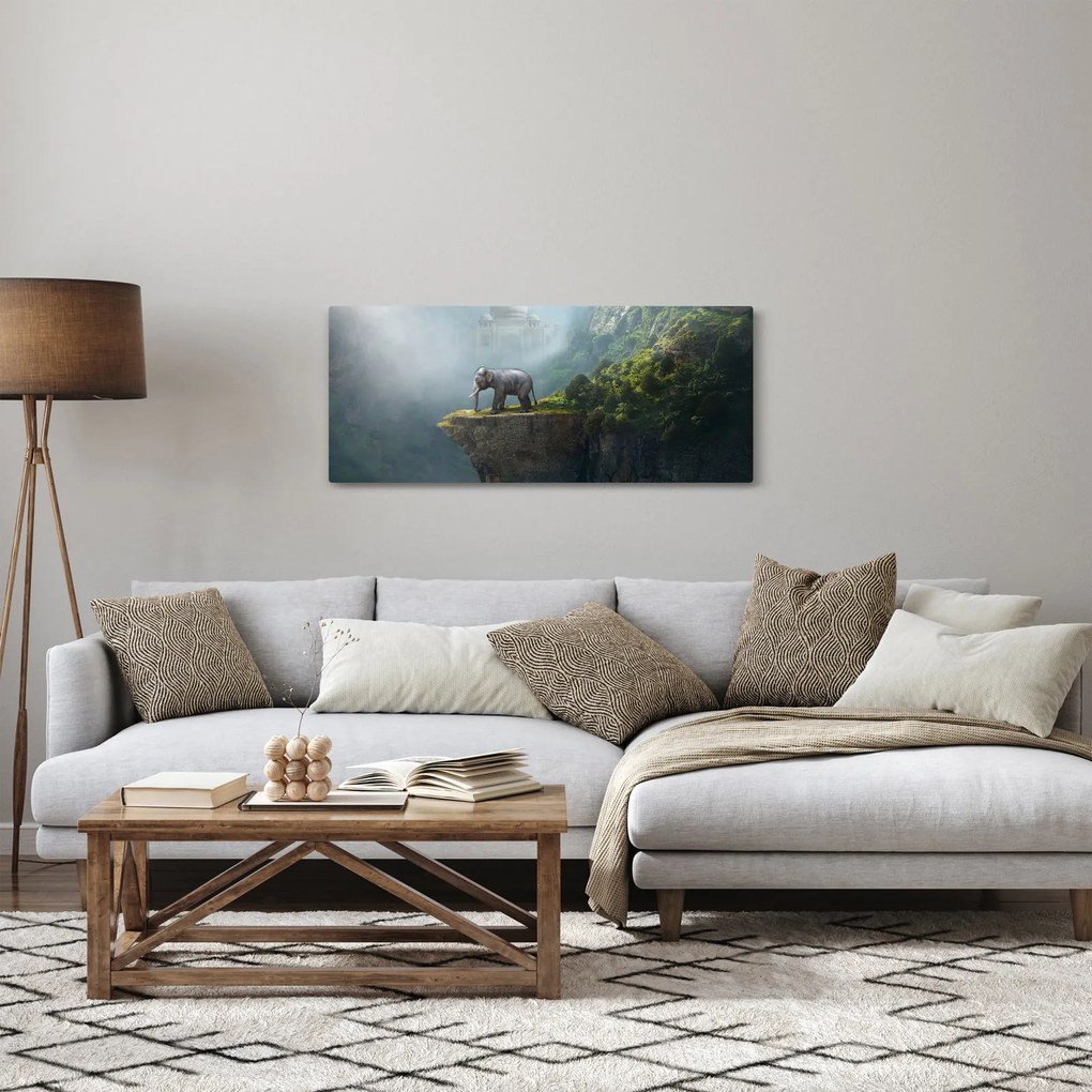 Obraz - Sloník na vrchole Taj Mahal (120x50 cm)