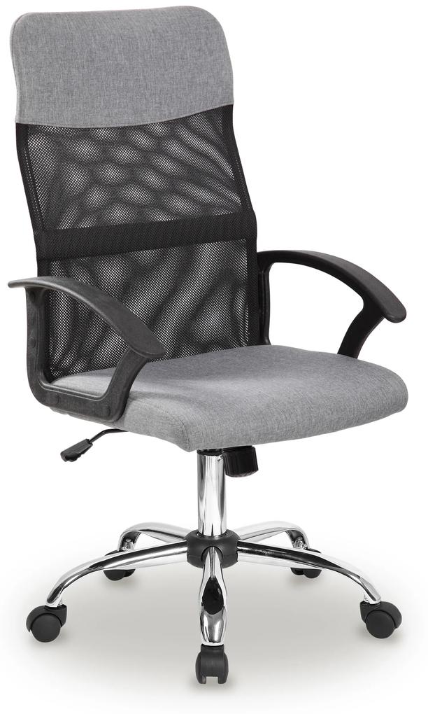Otočná kancelárska stolička so sieťovaným operadlom, šedá