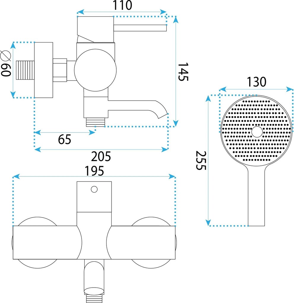 Rea Lungo, vaňová batéria s ručnou sprchovou súpravou, zlatá matná, REA-B8055