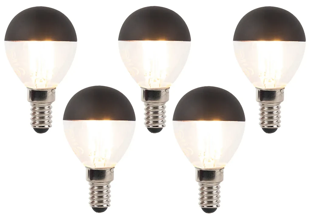 Sada 5 stmievateľných LED vláknových žiaroviek E14 P45 čierne 300lm 2700K