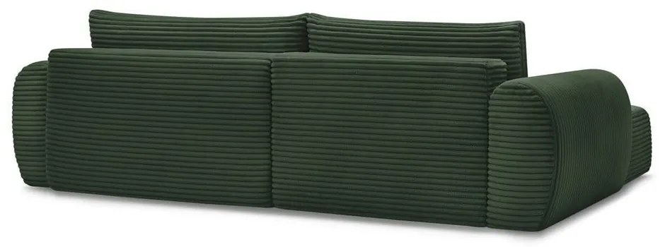 Tmavozelená menčestrová rozkladacia rohová pohovka (ľavý roh) Lucien – Bobochic Paris