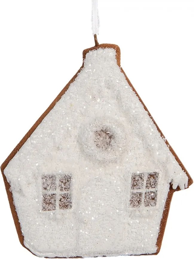 Závesná dekorácia zasnežená perníková chalúpka Frosted Ginger - 9*1*10 cm