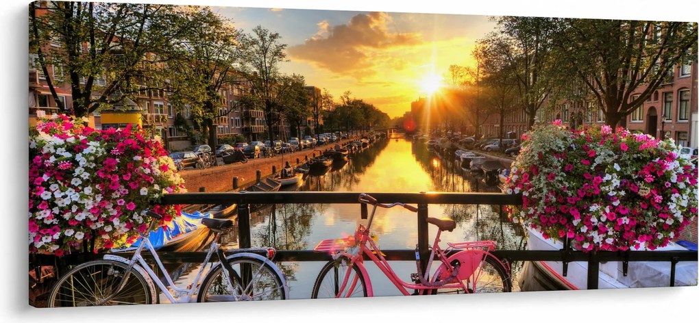Obraz - Východ slnka v Amsterdame (120x50 cm)