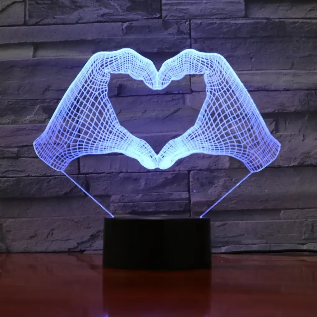 3Dmix 3DL-BTB013 – 3D LED nočná lampa - Srdce z rúk (Bluetooth reproduktor - farba biela)