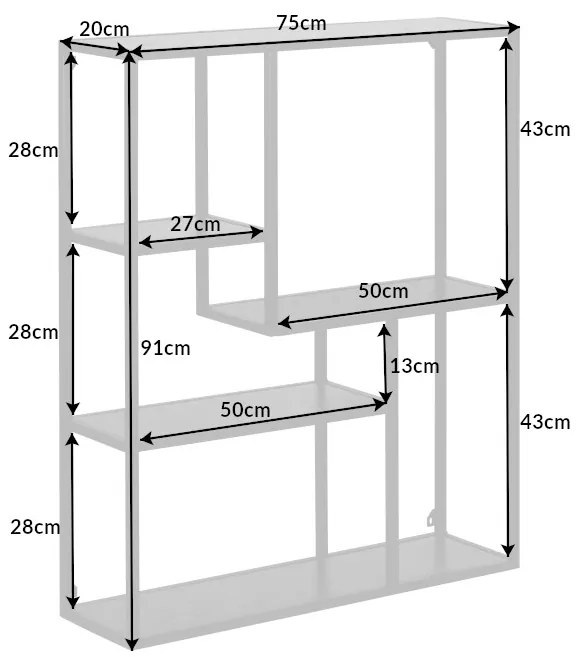 Knižnica/Regál 42029 75cm Slim Line  Čierny jaseň