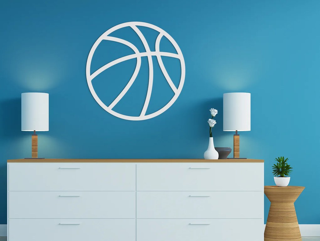drevko Drevená nálepka Basketbalová lopta Rozmer obrazu: 32,5 x 32,5 cm, Farba dekorácie: Čierna