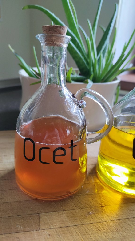 Sada fliaš OLEJ a OCOT, s lievikom, korkový uzáver, 0,6l