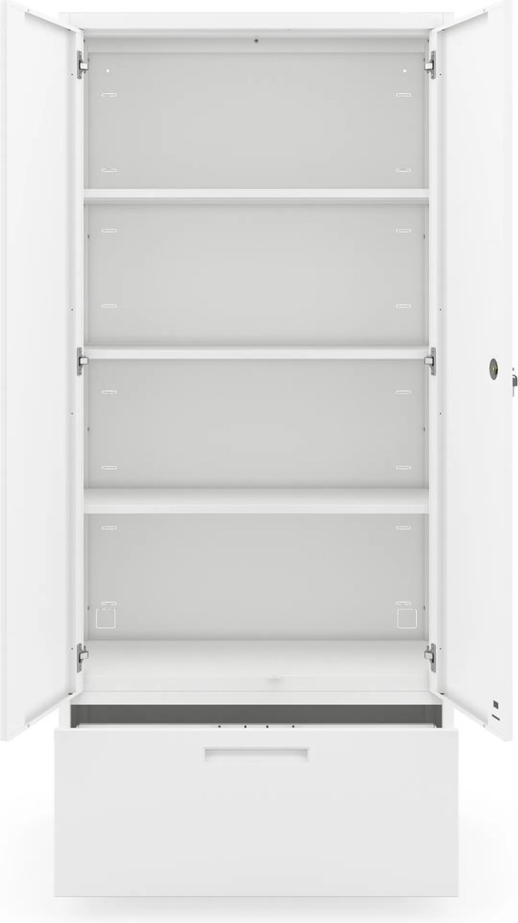 Modulárna kovová multifunkčná skriňa s vysokou zásuvkou biela MEGAN 1950 x 900 x 400 mm