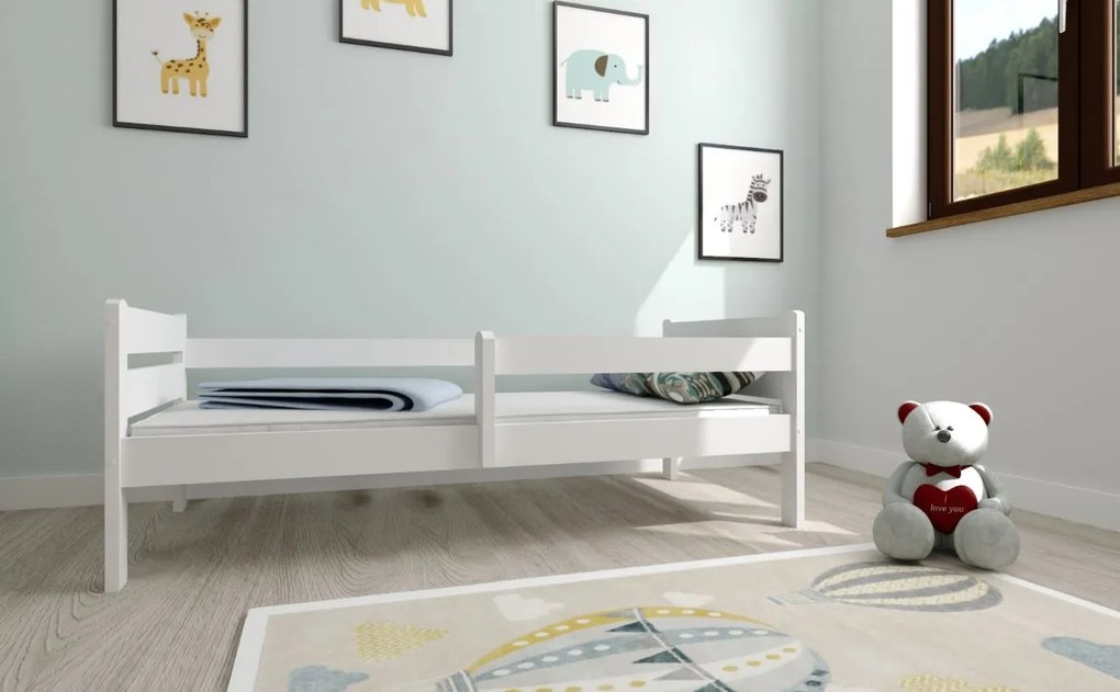 Detská posteľ EDITA z masívu borovice - 200x90 cm - biela