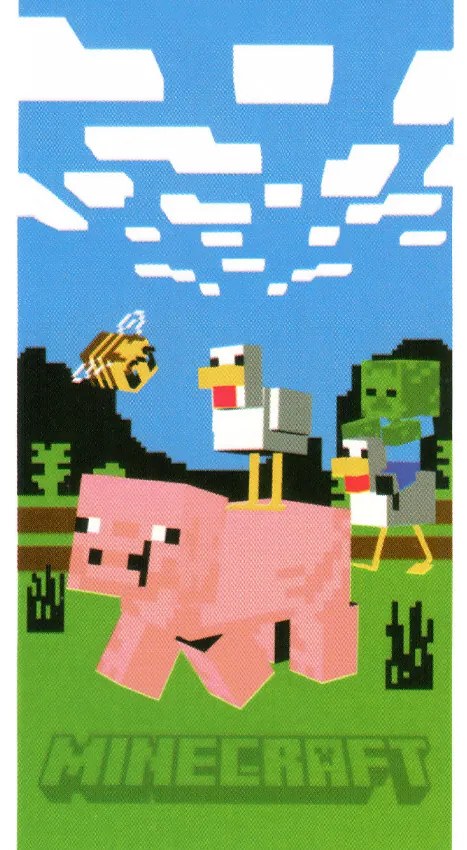 Carbotex Detská osuška Minecraft Prase a Kachna,70 x 140 cm
