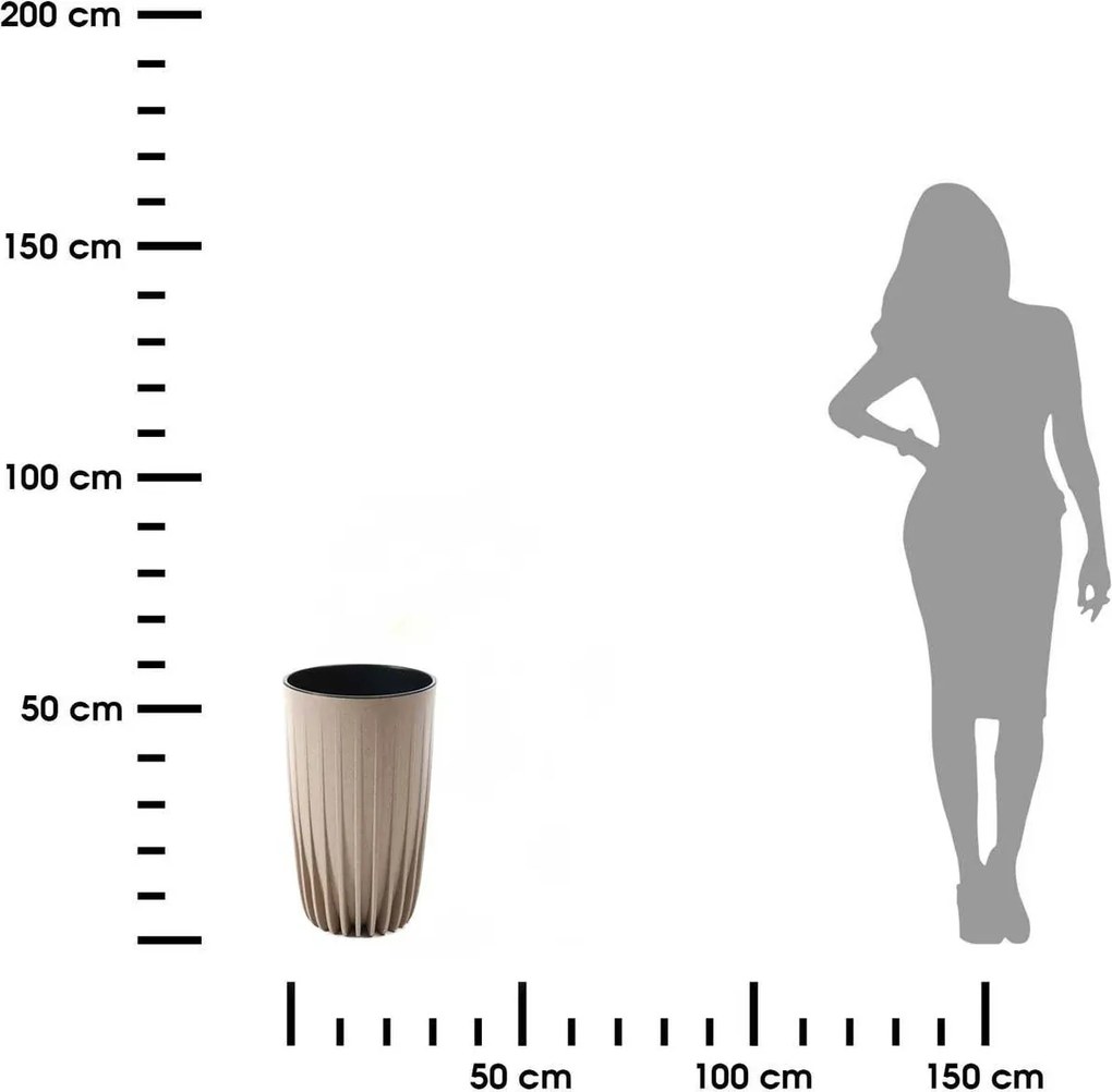 PLASTOVÝ KVETINÁČ STRIPPED ECO 51X30 CM BÉŽOVÁ