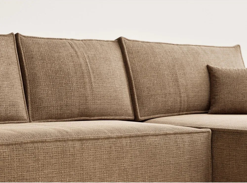 Svetlohnedá ženilková rozkladacia/s úložným priestorom rohová pohovka (pravý roh/s leňoškou) Maze – Maison de Rêve