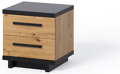 Nočný stolík Indi NS (dub artisan + čierna matná + dub artisan). Akcia -19%. Vlastná spoľahlivá doprava až k Vám domov. 1051740