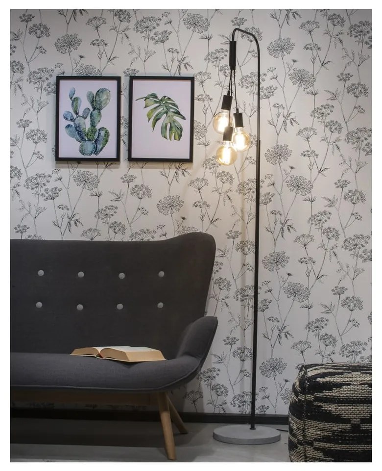 Čierno-sivá stojacia lampa s kovovým tienidlom (výška 190 cm) Oslo – it's about RoMi