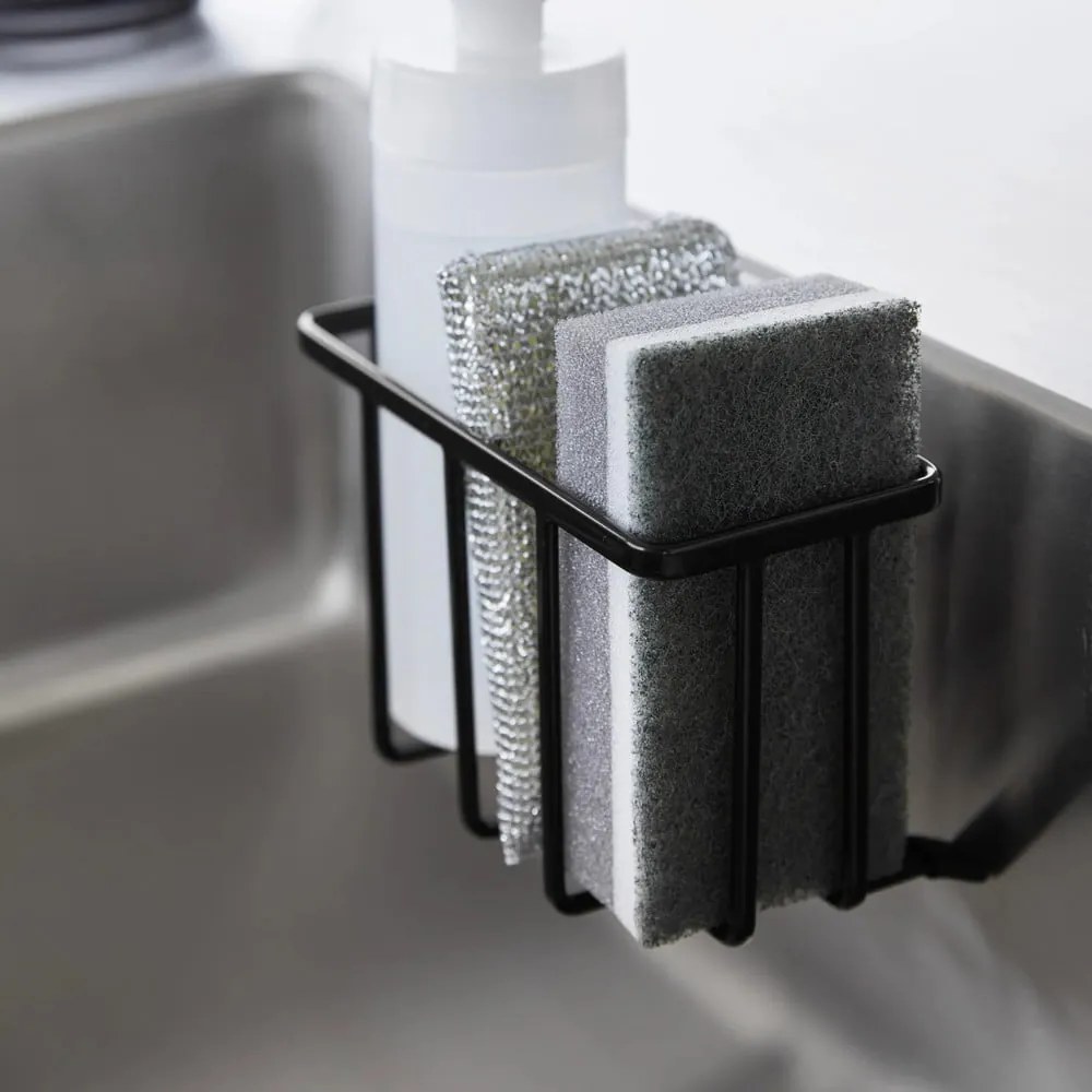 Čierny kovový stojan na umývacie prostriedky bez vŕtania Film Hook – YAMAZAKI
