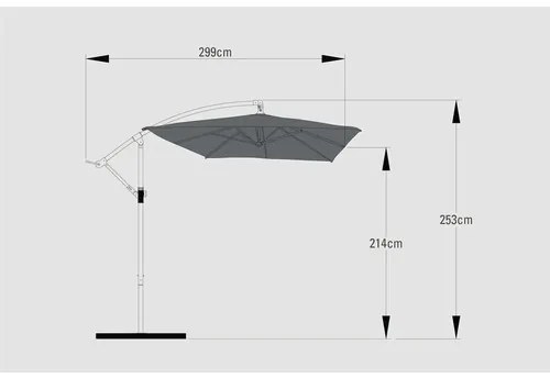 Slnečník výkyvný Soluna Lyon 250 x 250 cm tmavosivý