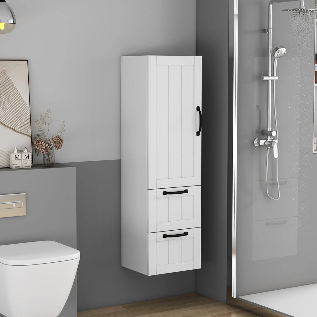 Vysoká závesná kúpeľňová skrinka Houseland Elyra 120 cm biela